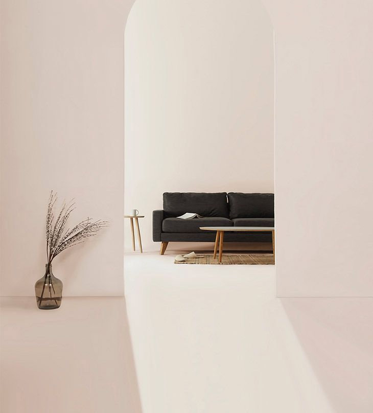 salon blanco minimalista con madera