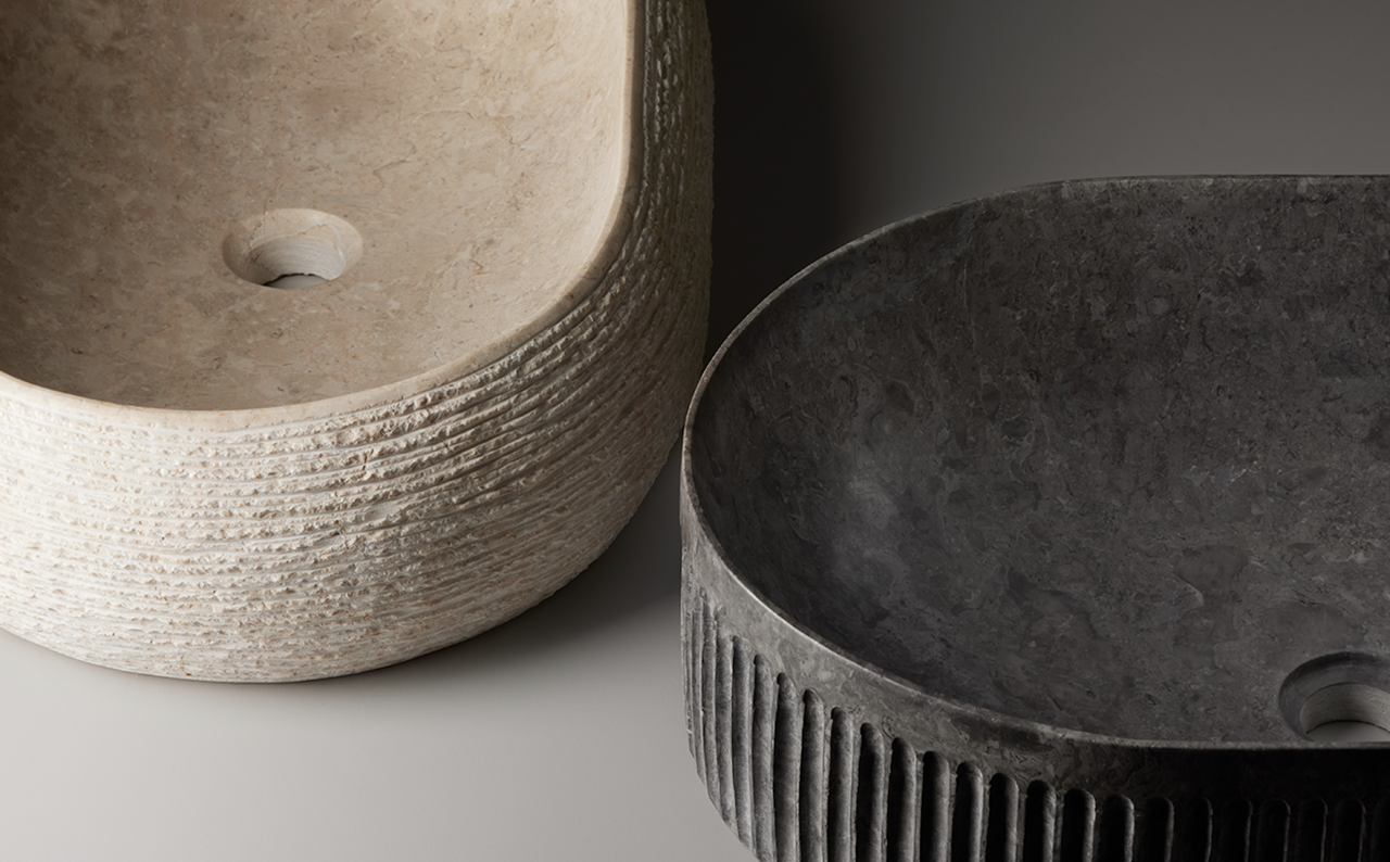 Lavabos de Bathco de piedra– Colecciones Domed y Striae