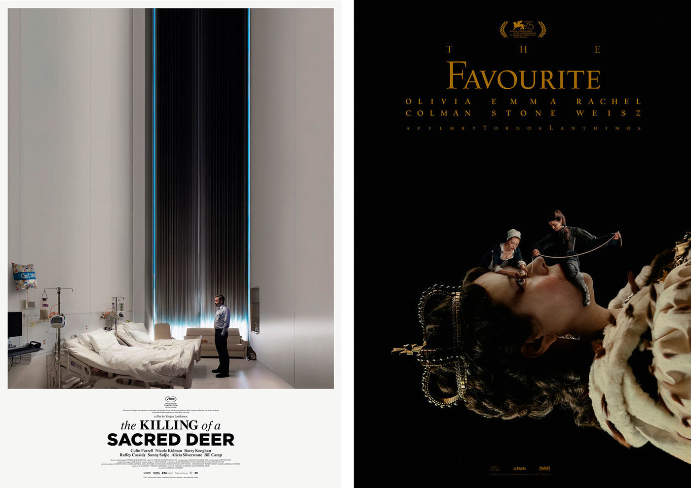 Posters para las películas del director Yorgos Lanthimos 'The Killing of a Sacred Deer' (2017) y 'The Favourite' (2018). 