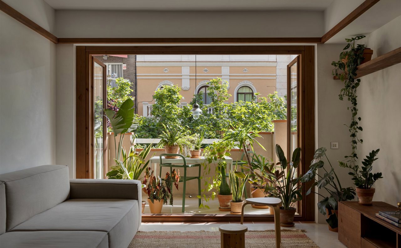 Balcón rodeado de plantas