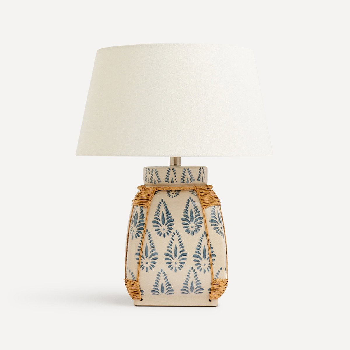Lámpara de mesa con pie de cerámica esmaltada