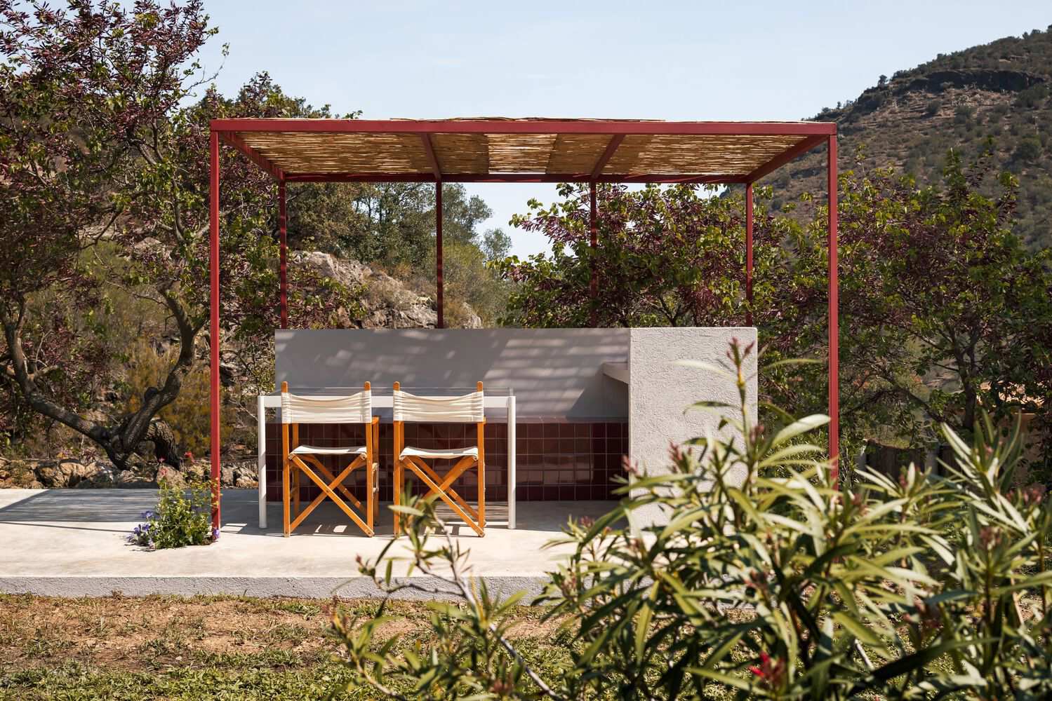 Pérgola decoración jardín otoño