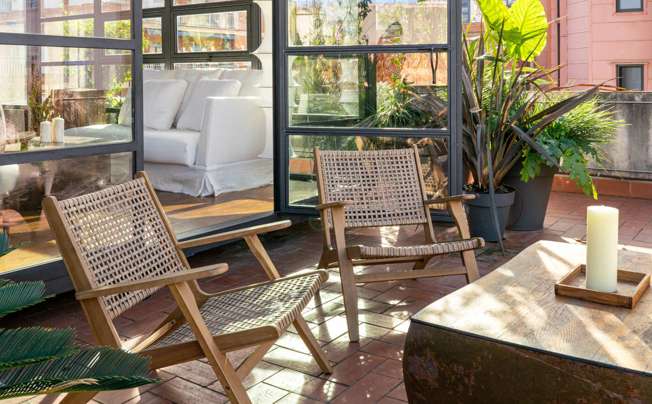 Terraza cerrada y abierta con dos ambientes