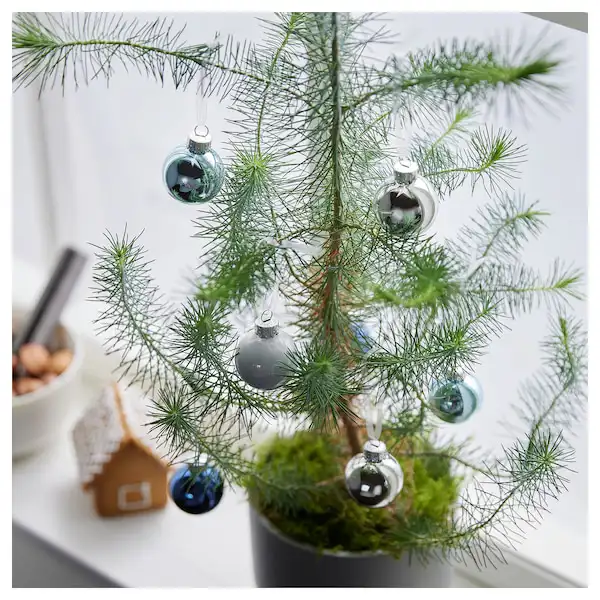 vinterfint bola arbol navidad vidrio azul gris plata 