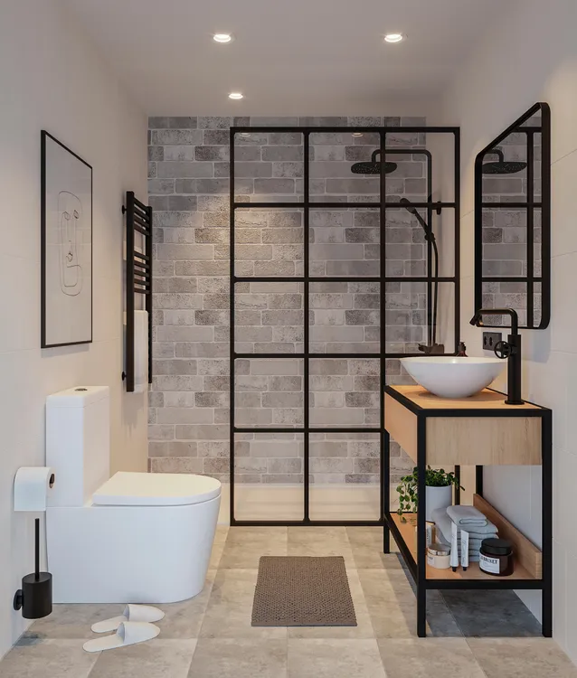 Baño con radiador toallero