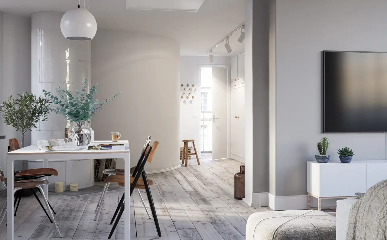 Salón blanco y gris