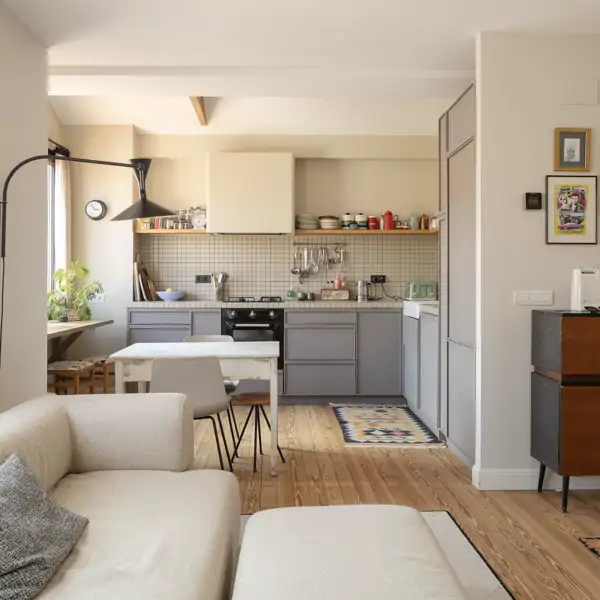 zona de dia salon, comedor y cocina abierta