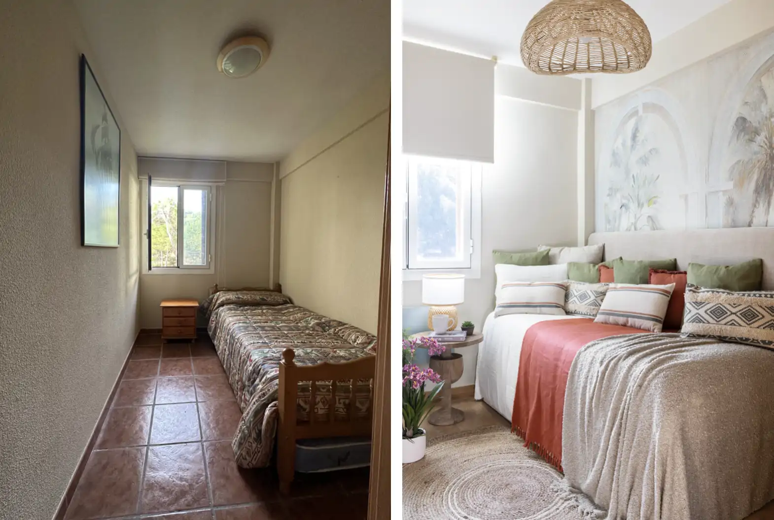 antes y después dormitorio individual