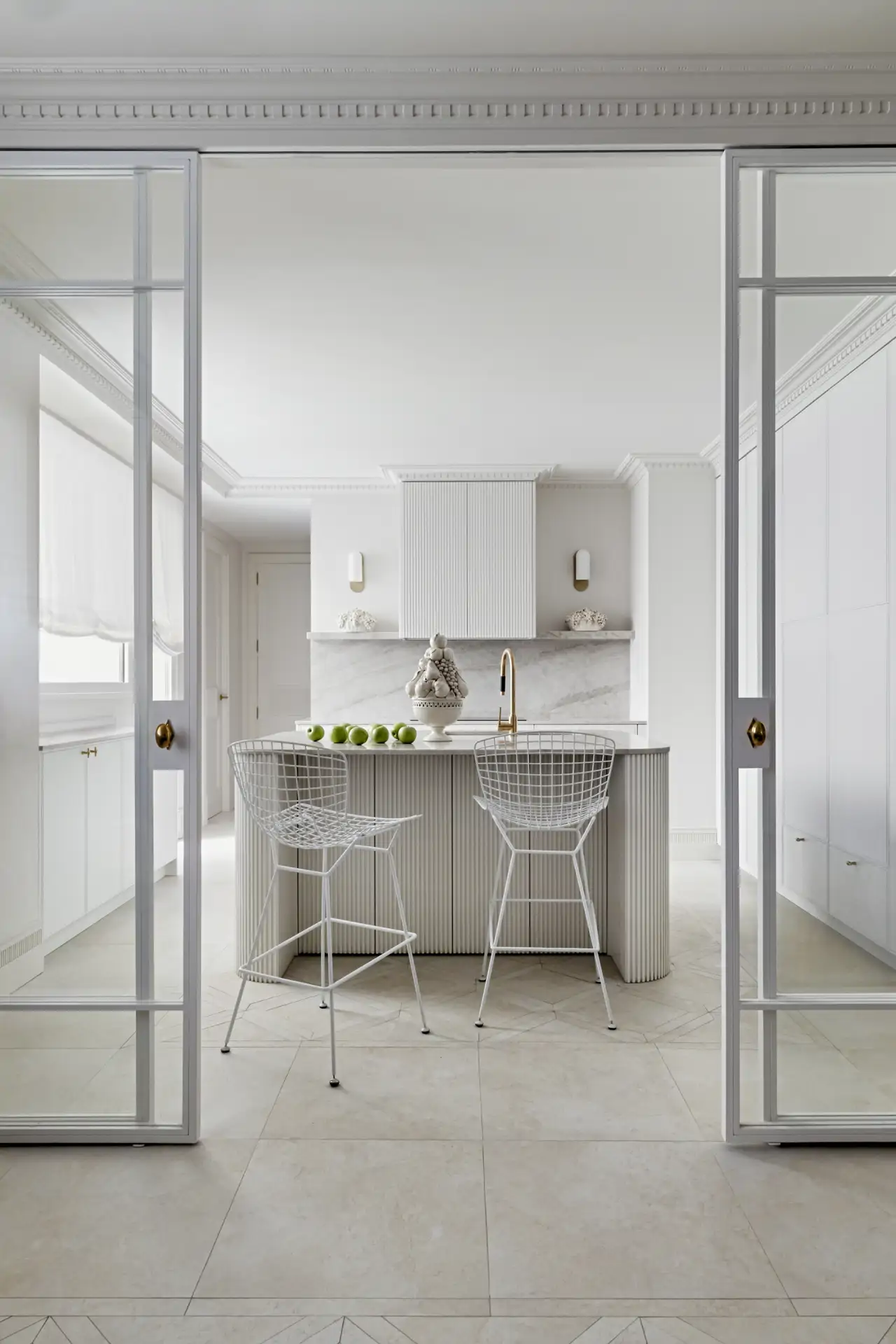 cocinas puerta corredera acristalada blanca