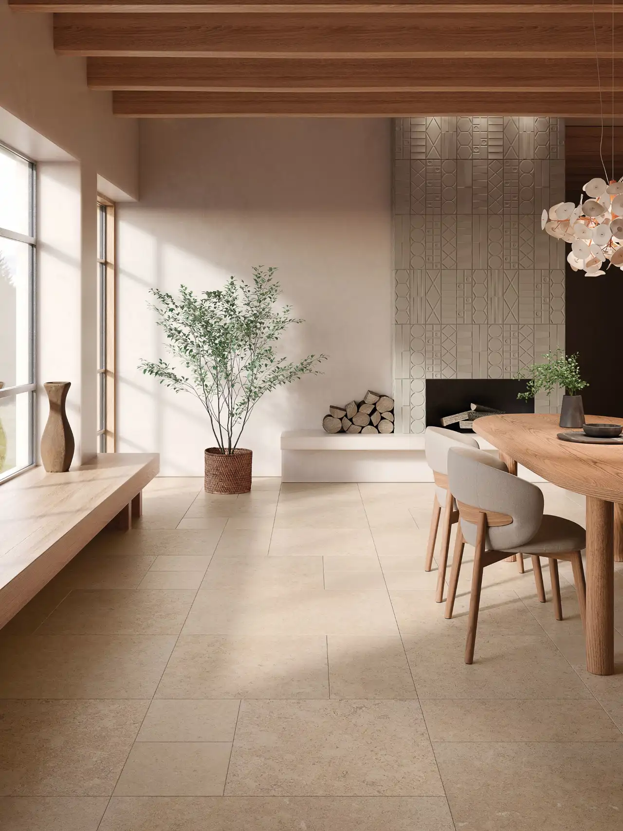Salón con chimenea