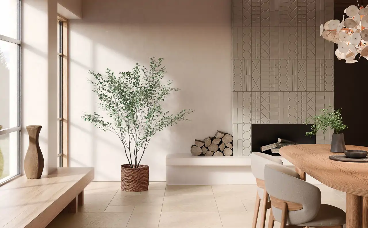 Salón con chimenea