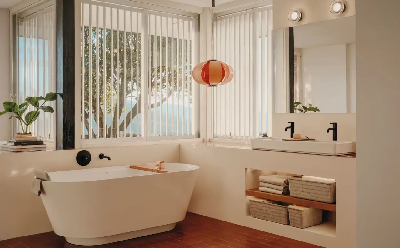 Baño con bañera y hornacina