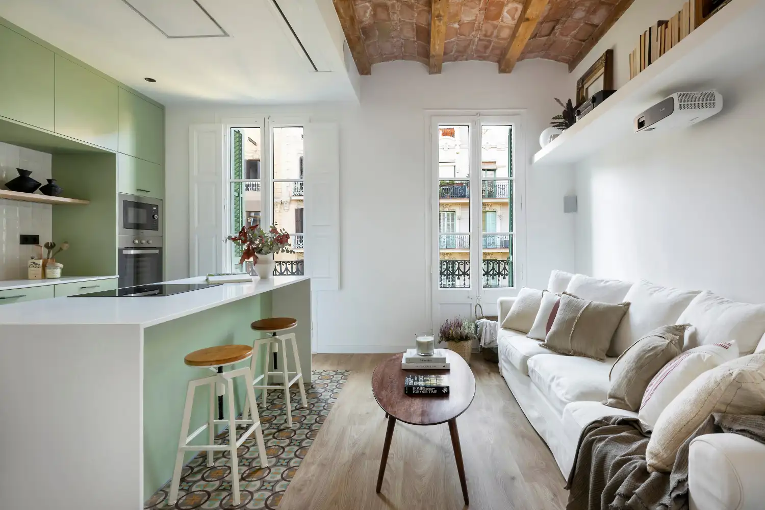 Un salón abierto a la cocina 