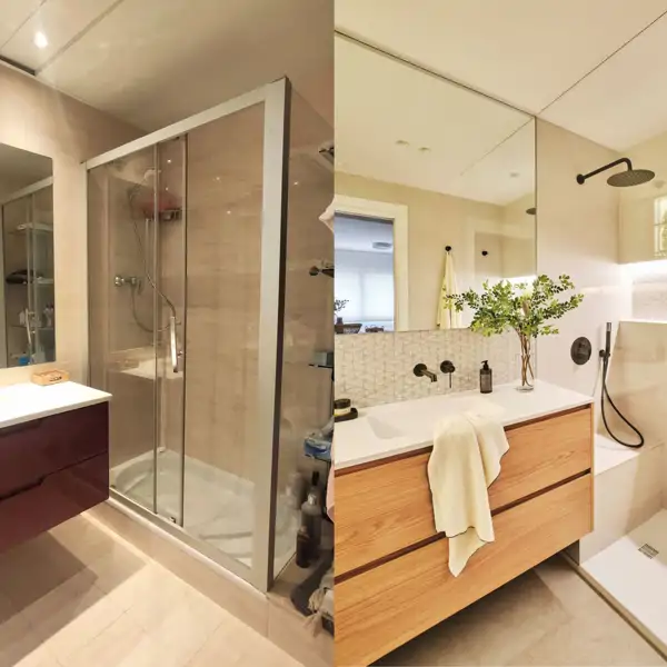 Antes y después baño