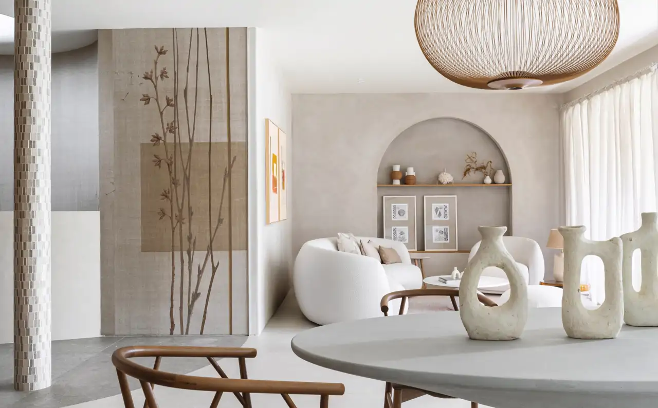 Salón con comedor de estilo bold
