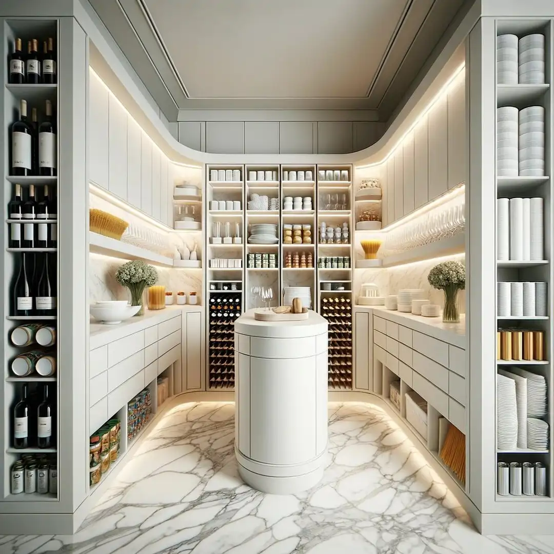 Cocina blanca con mucho almacenaje