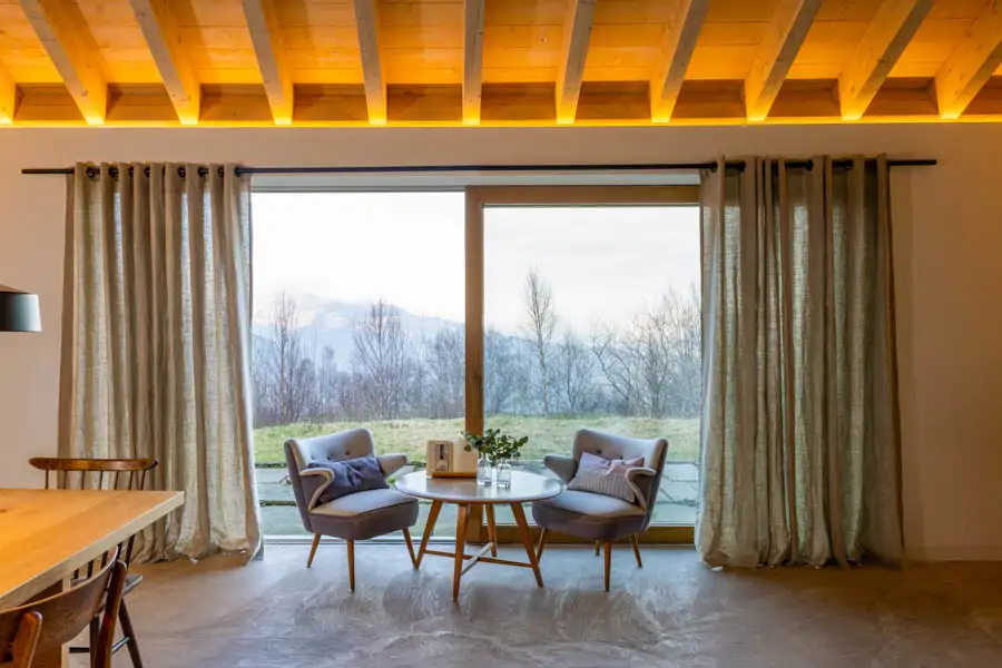 Cortina de lino blanco Burlap