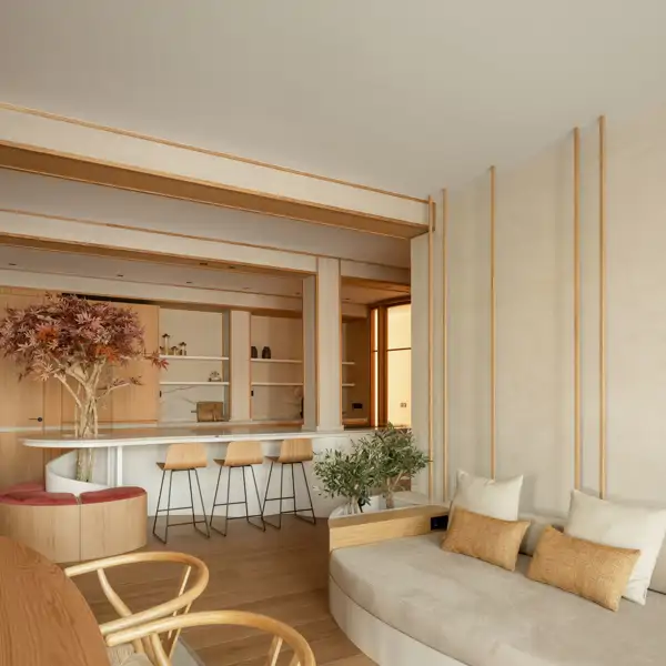Si te gustan las formas curvas y el estilo Japandi, esta casa familiar es perfecta para coger muchas ideas